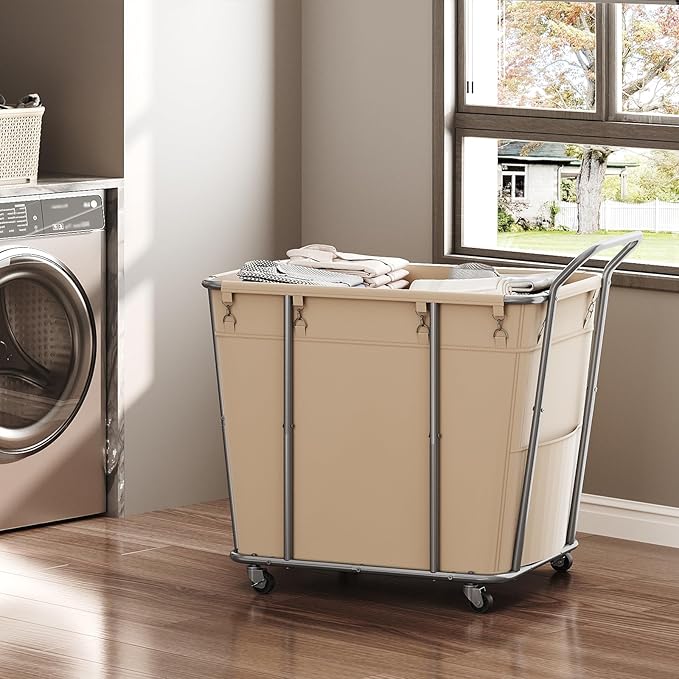 CHOEZON Laundry Sorter, 313L Large Laundry Basket, Rolling Hamper, Minimalist Laundry Organizer on Wheels, for Laundry Room, Bedroom, Guest Room, Beige TXY09WM