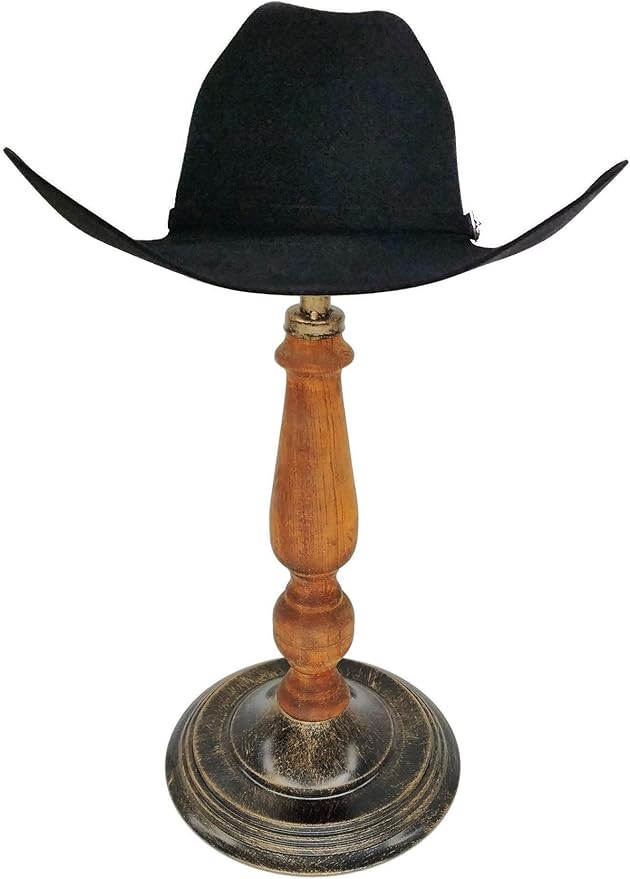 Owlgift Vintage Style Metal & Rustic Wood Stem Freestanding Hat Rack Storage, Cap Organizer, Wig Holder Display Stand - Bronze