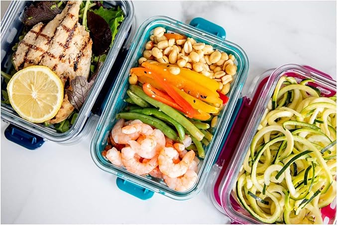 Ello Duraglass Meal Prep Container- Glass Food Storage Container with Silicone Sleeve and Airtight BPA-Free Plastic Lid, Dishwasher, Microwave, and Freezer Safe