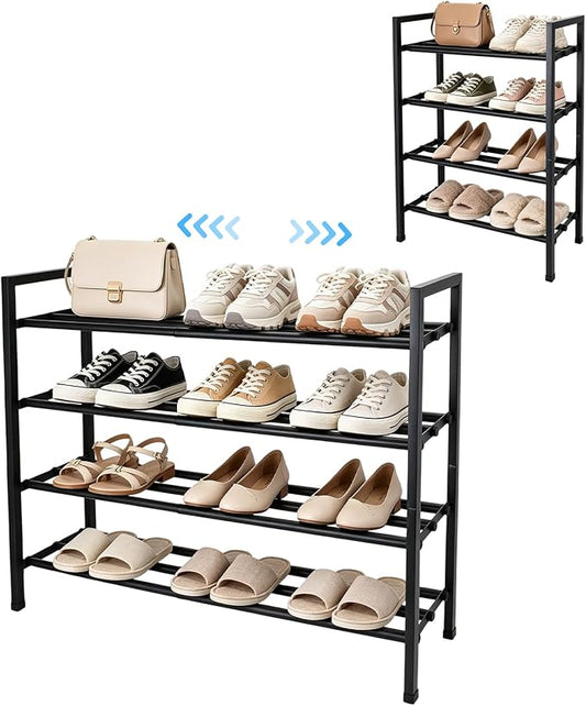 jessie 4-Tier Expandable Shoe Rack, Heavy Duty Metal Freestanding Shoe Shelf Storage Organizer for Entryway Closet Doorway (4 Layer)