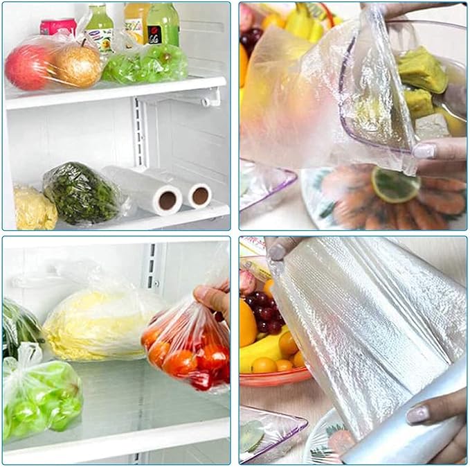 LabelMore 16'' x 20'' Plastic Produce Bags on a Roll, Clear, Food Storage Bags for Bread, Vegetable, Fruits and Meat, 350 Bags/Roll, 1 Roll