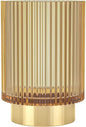Makeup Brush Holder Organizer, Heavy Crystal Glass Brush Storage Holder, Vintage Cosmetic Make Up Bathroom Brushes Cup Pen Pencil Toothbrush Holder Striped Vase (Large (amber))