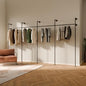 pamo Wall Mounted Pipe Clothing Rack – Industrial Closet System in Black Powder-Coated Steel – 154" W × 87" H, 970 lbs – Walk-In Closet & Retail