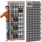 Over the Door Shoe Organizer - 40 Large Breathable Mesh Pockets, Space Saving Hanging Shoe Organizer with Metal Hooks, Hanging Shoe Rack for Men's and Women's Shoes (Grey)
