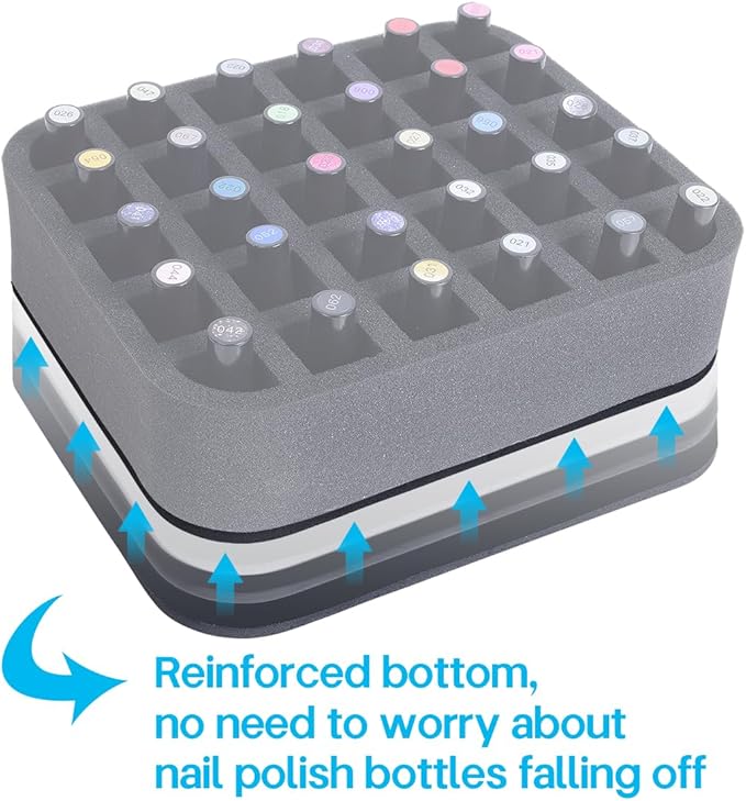 2 Pack Nail Polish Organizer Holder Foam Pad with Slots for Storage 60 Bottles (15ml/0.5fl.oz) Nail Polish or Essential Oil Tray for Drawers Black