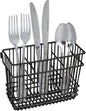 Kitchen Details Cutlery Basket | Hanging | Attach to Standard Dish Drying Rack | Utensil Caddy | Vinyl Coated | 3 Compartment | Black