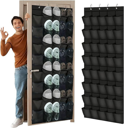 Over Door Shoe Organizer | 40-Pocket Mesh Foldable | Folding Shoe Organizer Door Hanger | for Bedroom Living Room Bathroom Entryway Sneaker Slippers Toiletries Bottles Crafts Toys