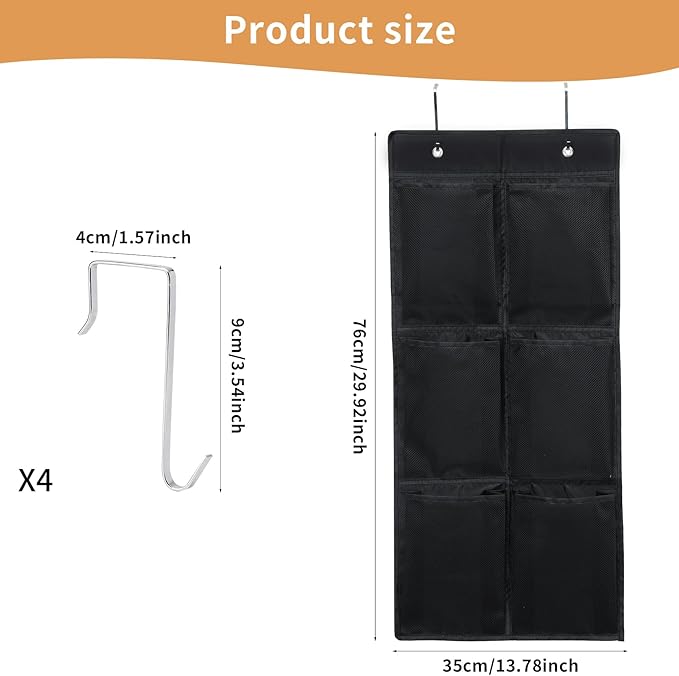 GOMAJI Over the Door/Wall Shoe Organizer, 2 Pack, Narrow, Hanging Shoe Rack for Closet, Bathroom, RV, Pantry, Camping, BLACK