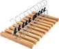 HOUSE DAY Wooden Pants Hangers 10 Pack, Non Slip Wood Skirt Hangers, Wood Clamp Hanger for Pants, Jeans, Slacks, with 360° Swivel Hook