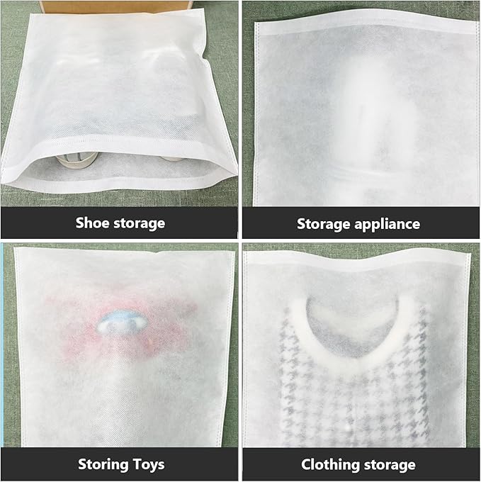 Cabilock 100Pcs Non-Woven Storage Bags 11X9.8 Inch Dustproof Isolation Bags for Shoes Clothing Travel Home Organization