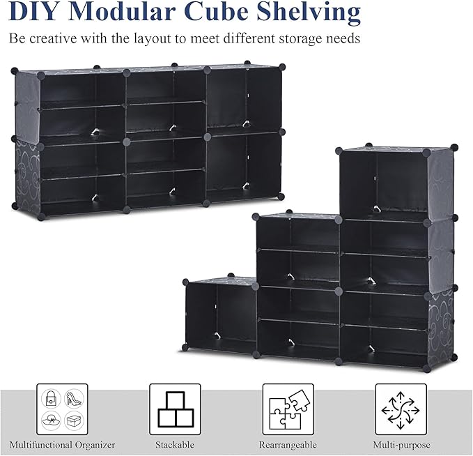 Portable Shoe Rack Organizer, 4 Tier Storage Shoe Cabinet for 18 Pair, Shoe Organizer for Heels, Boots, Slippers