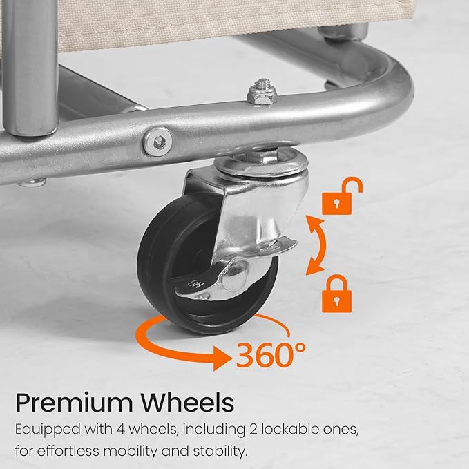 CHOEZON Laundry Sorter, 313L Large Laundry Basket, Rolling Hamper, Minimalist Laundry Organizer on Wheels, for Laundry Room, Bedroom, Guest Room, Beige TXY09WM
