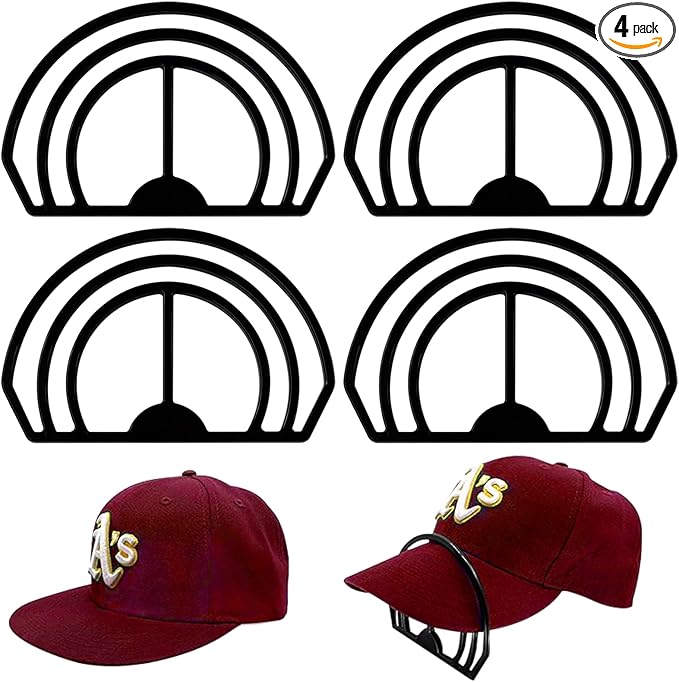 Cap Brim Bender 4PCS Baseball Hat Curving, Hat Shaper for Fitted Hats, Trucker Cap, Flat Brim, Perfect Curve Bender,Accessories for Women and Men (Black)