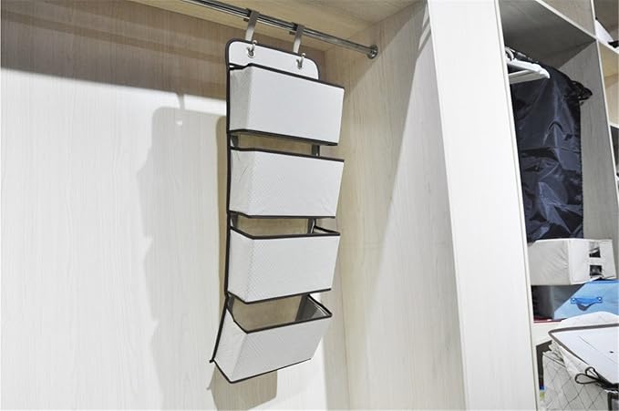 4 Pockets Wall Mount Over The Door Closet Storage Organizer Durable Non-Woven Fabric Hanging Bag for Toys Towels Bottles Sunglasses Cosmetics Magazines