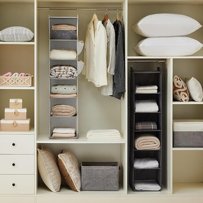 ANIS·KEAAR Large Hanging Closet Organizer and Storage,Collapsible 6-Shelf Washable Closet Hanging Storage Shelves for Bedroom,Bathroom (Grey)