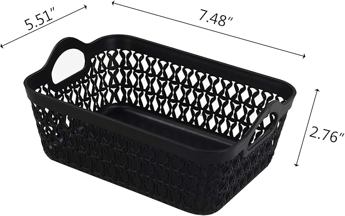 Small Plastic Desktop Storage Basket Tray, Black, 12 Packs