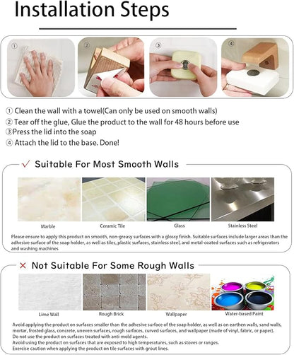 Magnetic Wooden soap Holder for Shower Wall, Storage for Soaps & Beard Shampoo Bars - Wooden soap Dish Dispenser Bathroom Kitchen & Shower