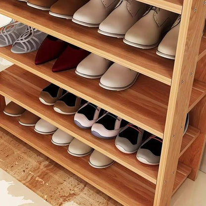 H&A 6 Tiers Wood Shoe Rack Organizer Shoe Storage Cabinet (Maple)