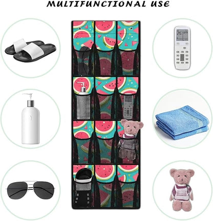 Watermelon Over the Door Shoe Organizer 12 Large Pockets Hanging Shoe Rack for Closet Organizers and Storage Sturdy Oxford Fabric Shoe Hanger