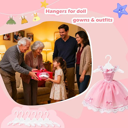 36 Pcs Doll Clothes Hangers for 18-Inch Dolls - Non-Slip, Space-Saving Wardrobe Accessories for Doll Gowns & Outfits (White)