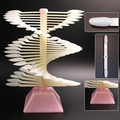 60 Sticks Nail Art Color Chart Display Stand Spiral False Nails Display Shelf Practice Tools For Solon Nails Polish Gel Show (White Base, Clear Oval)