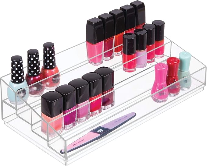iDesign Tiered Cosmetics & Nail Polish Organizer, The Clarity Collection – 12.75 IN X 6.5IN X 3.75 IN, Clear