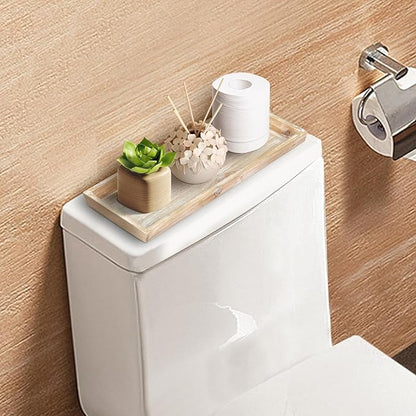 MAONAME Wash White Bathroom Vanity Tray, Rustic Long Narrow Tray, Rectangle Farmhouse Wood Trays, Countertop Organizer Trays for Candle, Perfume, 15.7" L x 6.8" W