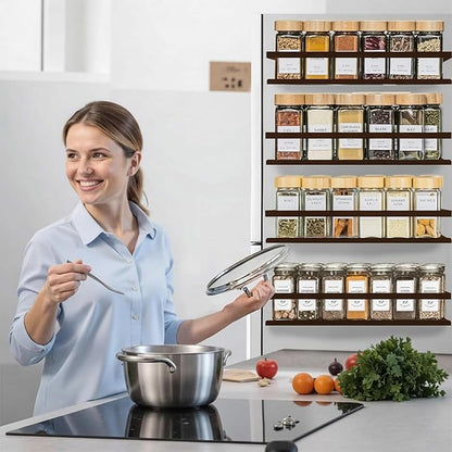 SMRCAD Magnetic Spice Rack for Refrigerator, 4pack Magnetic Shelf for Fridge Space Saving Seasoning Organizer for Any Metal Surface No Drilling Needed (Bronze -cut out, 4pack)