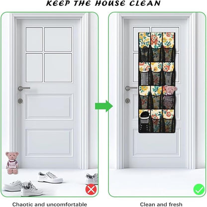 Generic Yellow Flowers Over The Door Jewelry Organizer Easy to Access Over Door Laundry Room Storage Organizer Having Multiple Independent Pockets and Compartments to Store A Variety of Items