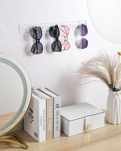 Sunglasses Holder Organizer, 2 Pack Acrylic Sunglasses Organizer Wall Mounted Eyeglasses Display Holder Eyewear Glasses Hanging Rack for Entryway Living Room Bedroom(transparent)