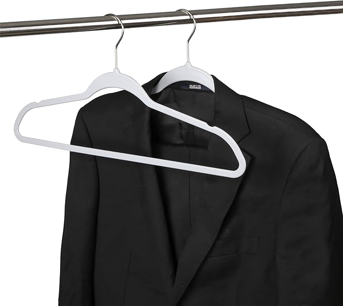 Quality Hangers 20 Pack Plastic Hangers for Clothes - Slim Non-Velvet Hangers with 360° Swivel Chrome Hook & Non Slip Notches - Ideal for Dresses Coats Shirts Jackets & More - Gray