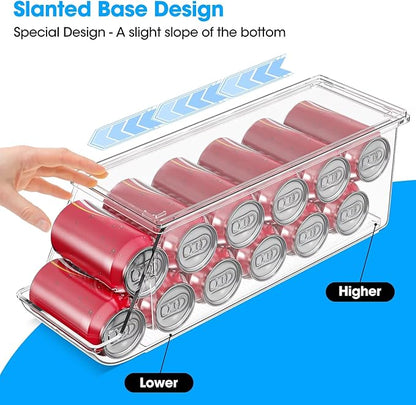 2 Pack Stackable Soda Can Organizer with Lids, Refrigerator Organizers and Storage, Clear Organizers for Pantry, Freezer, Kitchen – Holds 12 Cans Each