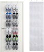 Over the Door Shoe Organizer Shoe Hanger for Door 24 Mesh Pocket Over the Organizer Space Saving Hanging Storage Holder with Hooks 64x19 Inch White