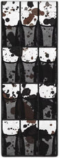 Cowhide Pattern Door Hanger Organizer Mesh Fabric 12 Pockets Over The Door Shoe Organizer for Camping White Wall Hanging Storage for Bathroom