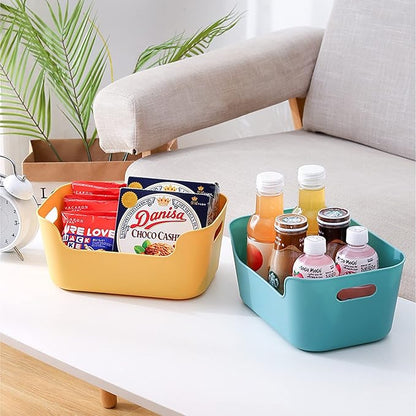 OWill 12-Pack Mixed Plastic Storage Bins and Baskets for Efficient Home Classroom Organization - Small Containers in Multiple Colors for Kitchen, Cupboard Box, Bathroom Organizer on Shelves and Tubs