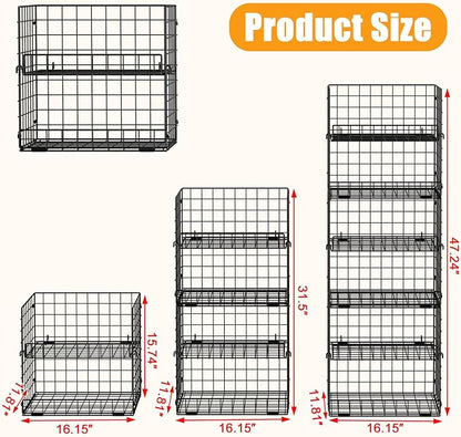 JKsmart 6-Tier Stackable Wire Basket, Can Organizer for Pantry Kitchen, XXL Metal Storage Shelves with Dividers & Handles, Easy Assembly Space Saving Storage Bins for Snacks Fruits Veggies