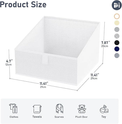 DIMJ Closet Storage Bins 10 Pack - Fabric Storage Baskets for Shelves, Collapsible Clothes Organizer, Trapezoid Shelf Organization Storage Cubes for Purse, Toys, Books, Towel, Clothes, White