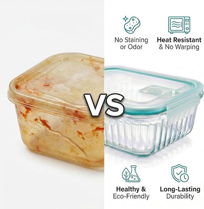 5-Packs, 36 Oz Glass Meal Prep Containers with Snap Locking Lids Glass Food Containers,Airtight Lunch Container,Microwave, Oven, Freezer and Dishwasher