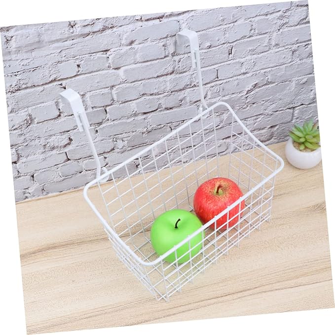 DECHOUS Over Door Basket Organizer White Hanging Storage Rack for Kitchen Cabinet Bathroom Office Rust Resistant Ventilated Holder to Maximize Space Without Hardware Installation