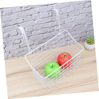 DECHOUS Over Door Basket Organizer White Hanging Storage Rack for Kitchen Cabinet Bathroom Office Rust Resistant Ventilated Holder to Maximize Space Without Hardware Installation