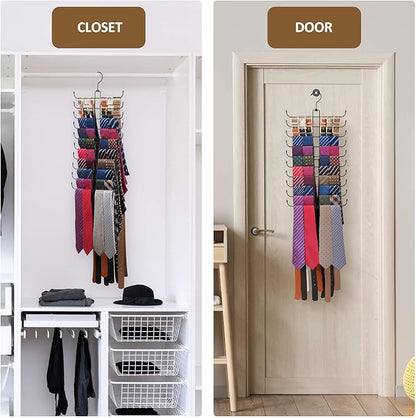 ZEDODIER Tie Rack Belt Hanger for Closet, 2 in 1 Tie Hanger Belt Organizer with Max 40 Capacity, Heavy Duty Space Saving Closet Organizers and Storage, Black