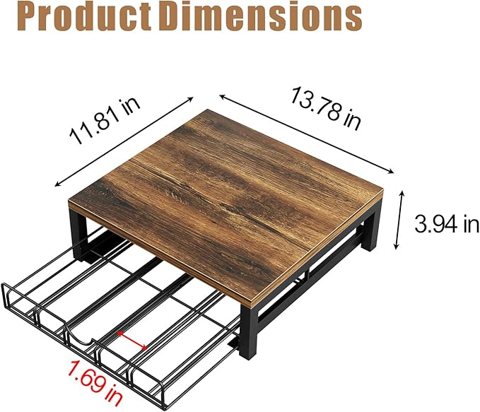 Coffee Pod Holder Drawer 1 Tier for K Cup Capsule Pods Storage Organizer Under Coffee Pot Storage Sliding Drawer (Black, 1 Tier)