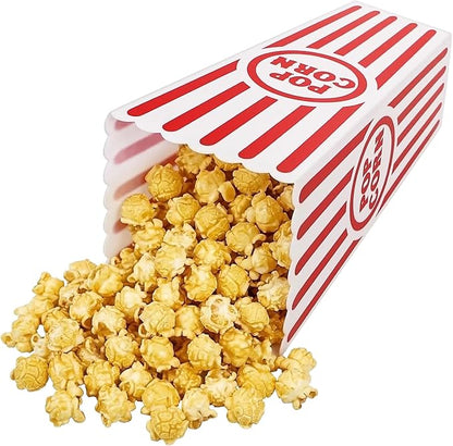 Tebery 20 Pack Plastic Popcorn Boxes Open-Top, Reusable Popcorn Bucket Container for Movie Night, Classic Red White Striped Party Snack Bowls for Party Favors, Birthday, Carnival, 7.5" x 4"