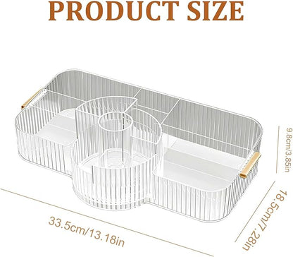 Spinning Makeup Organizer Countertop for Vanity,Dresser Organizer with Rotating Brush Holder,Beauty Storage Holder,Skincare Organizer,Perfume Organizer,Bathroom Counter Organizer
