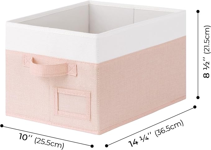 GRANNY SAYS Storage Baskets for Organizing, Fabric Storage Bins for Shelves, Closet Storage Boxs, Clothing Storage and Organization, Decorative Storage Bins, Pink&Ivory, Medium, 3-Pack
