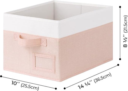 GRANNY SAYS Storage Baskets for Organizing, Fabric Storage Bins for Shelves, Closet Storage Boxs, Clothing Storage and Organization, Decorative Storage Bins, Pink&Ivory, Medium, 3-Pack
