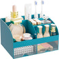 Makeup Organizer with 2 Drawers, Cosmetic Storage for Dresser Vanity and Bathroom Countertop,Make up organization and Skincare Storage with Beauty Brush Holder, Cosmetic Display Case (Dark Green)