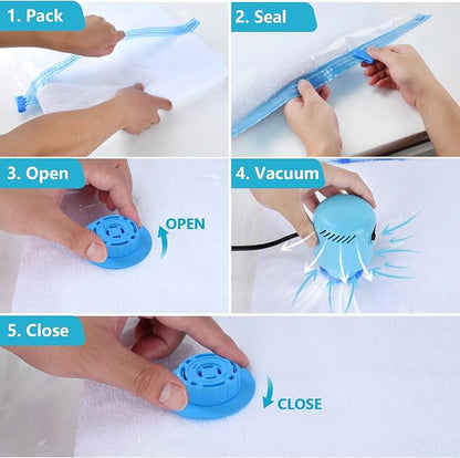 Electric Pump for Vacuum Storage Bag, Vacuum Seal Bags for Clothing Pump for Compression, Portable Vacpack Air Pump for Various Vacuum Bags for Travel Blue(Storage Bag Not Included)