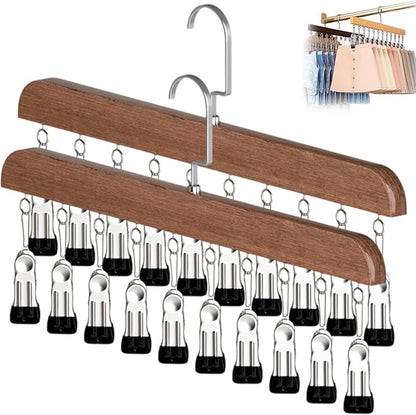 Closet Organizer with 10 Clips, Space Saving Hanging Closet Organizer, Space-Saving Closet Organizers and Storage with Sturdy Steel Non-Slip Clips (2, Vintage Color)