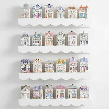 Chunful 4 Tiers Spice Rack Wall Mounted Scalloped Display Country Wooden Spices Shelf for 24 Jars Kitchen Storage, Shelf Only, 15.75 x 4.72 x 1.97 Inches